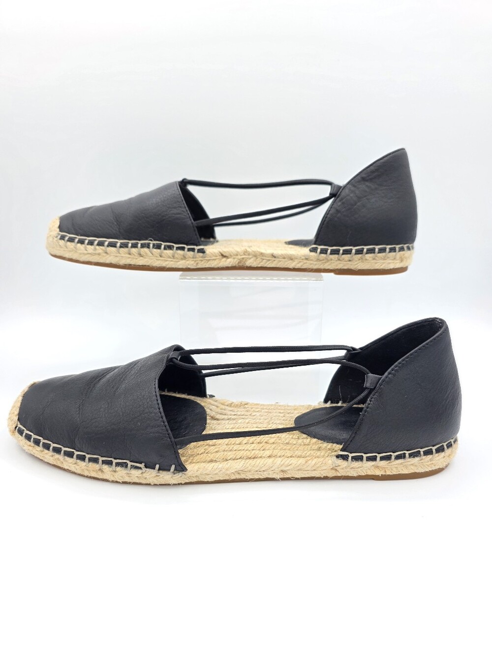 Eileen Fisher Black Leather Espadrilles Flats Size 10 Slip‎ On